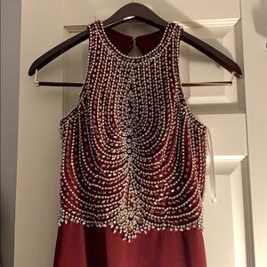 Maroon Dress w/ beaded top and back